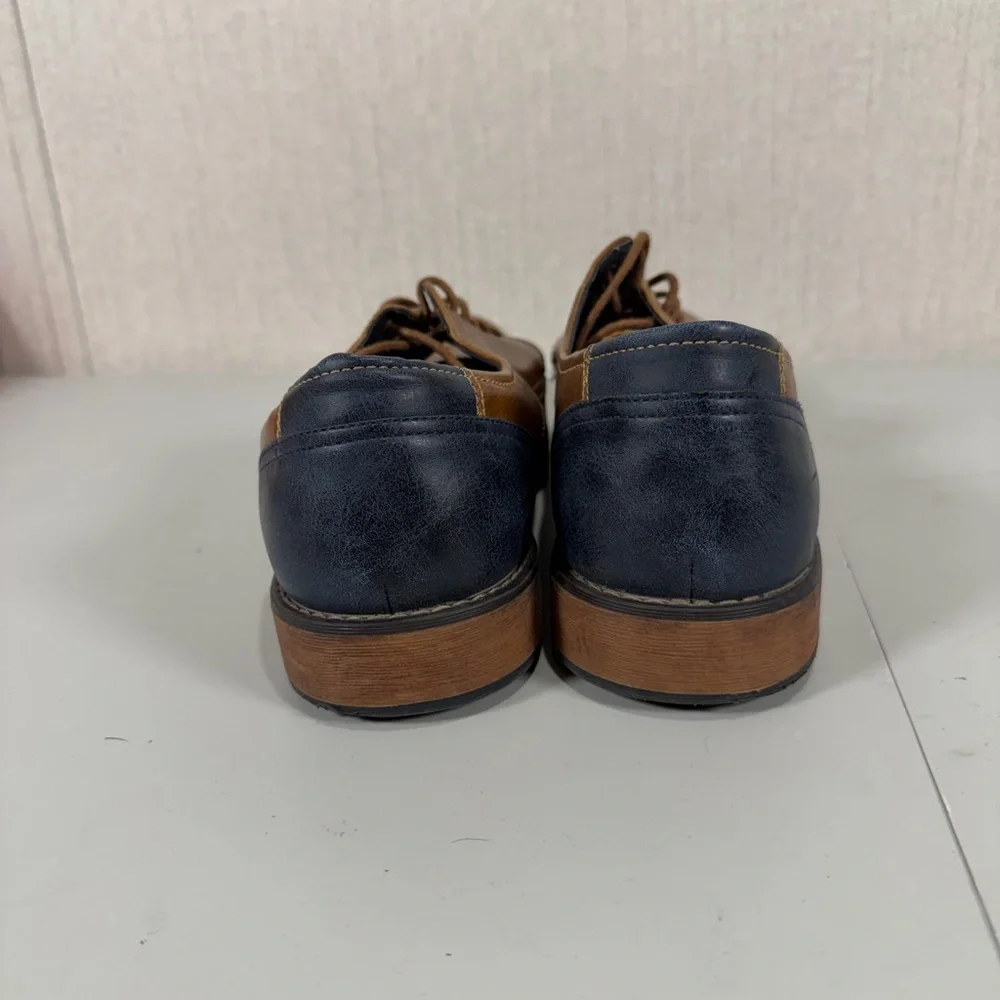 Izod kasson mens‎ Oxford dress casual shoe size 9M dark tan and navy blue